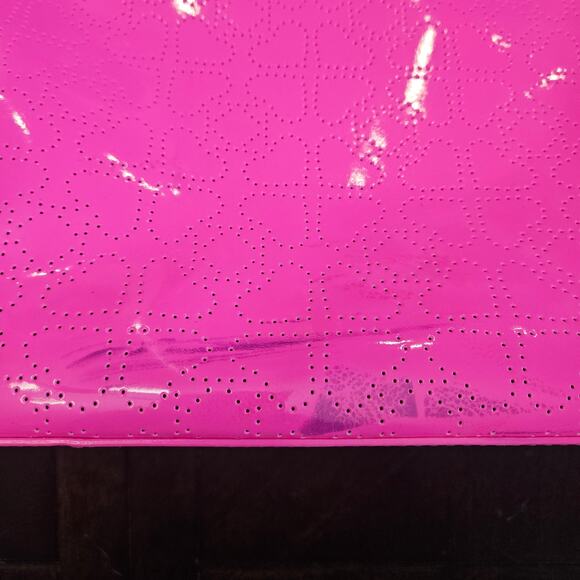 Kate Spade Harmony Metro Perforated Heart Tote Bag Hot Pink Patent Poly Vinyl - Picture 10 of 16